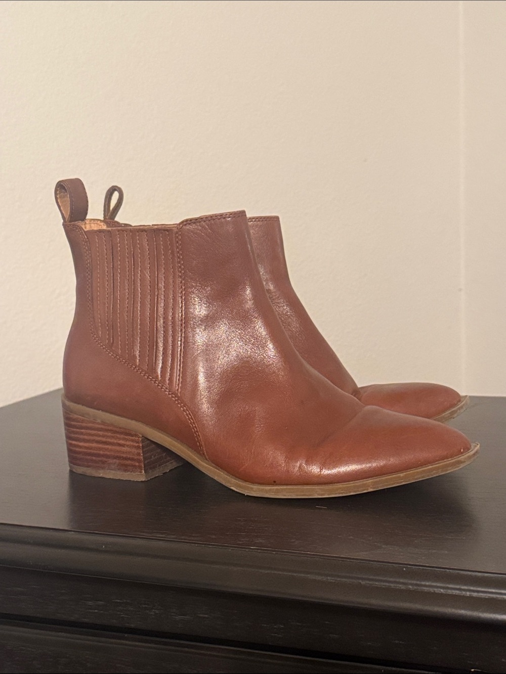 Crown Vintage Cognac Leather Ankle Booties